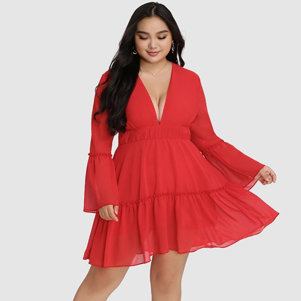 Bloomchic Red Bell sleeve dress